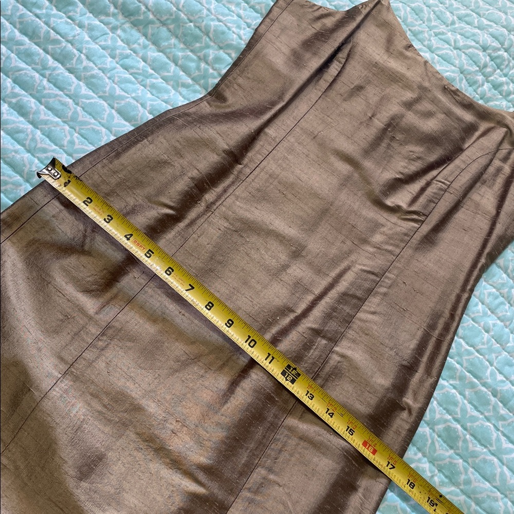 vintage metallic, gold bronze, slubbed, silk sheath dress - Picture 7 of 8